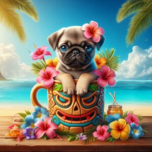 Tiki Pug in a Mug